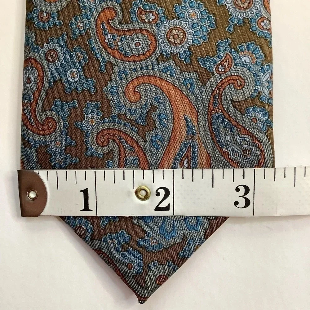 2/$30 MR BIG & TALL Brown Paisley Foulard Silk Tie - Picture 9 of 13